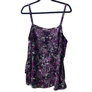 NWOT🪻🦄 Sejour Nordstrom Layered Ruffle Adjustable Long Camisole Purple Fuchsia